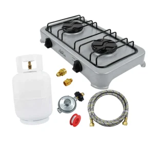 PARRILLA DE GAS 2 QUEM PORCEL GRIS + KIT DE INSTAL