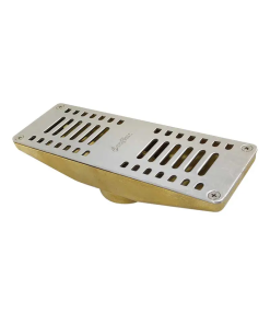 COLADERA RECTANGULAR D LATÓN C/REJILLA INOX P/EXTE