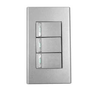 PLACA ARMADA 3 V. APAGADOR SENCILLO GRIS KLEY