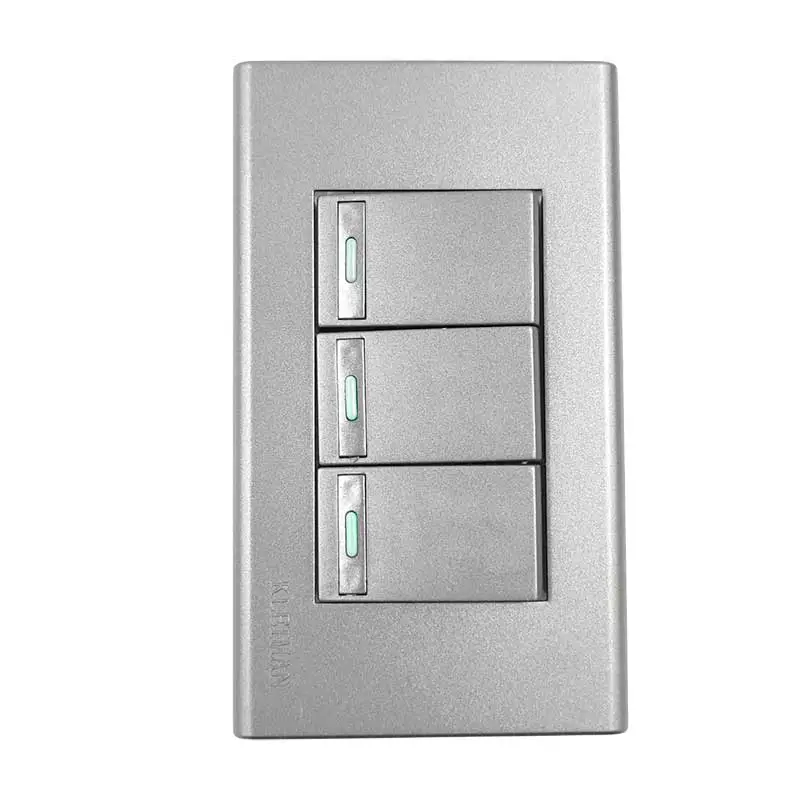 PLACA ARMADA 3 V. APAGADOR SENCILLO GRIS KLEY