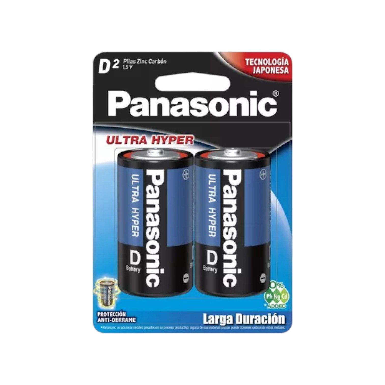 Pila Panasonic Carbon Zinc Azul D C/2 1.5V UM-1NPA/2B, Larga Duración y Alta Potencia - Código: PP-1501
