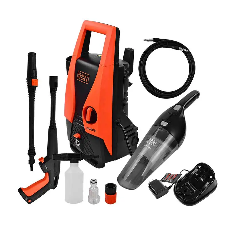 HIDROLAVADORA B&D 1400W Y ASPIRADORA INALAMBR. 8V