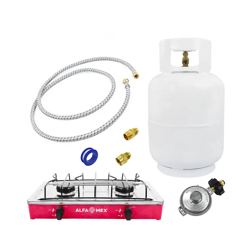 KIT PARA COCINA DE 7 PIEZAS(PARRILLA+TANQUE Y ACC)