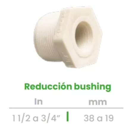 Reducción Bushing Conekta 1 1/2 a 3/4" - Solución Robusta y Funcional - rb8 - Ideal para Conexiones de Agua