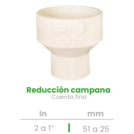 Reducción Campana Conekta 2 a 1" Cuerda Fina - Alta Precisión y Funcionalidad - rcf2 - Ideal para Proyectos Hidráulicos