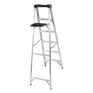 ESCALERA DE TIJERA C/ 5 ESC.ALUM.NEGRA 1.86MT
