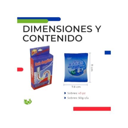 Sobre de Polvos Destapacaños Slim Company, Tratamiento Limpiador de Tuberías y Desagües - Código: SC-300