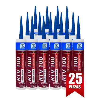 SILICON RTV100 NEGRO CARTUCHO 300ML - 1CAJA