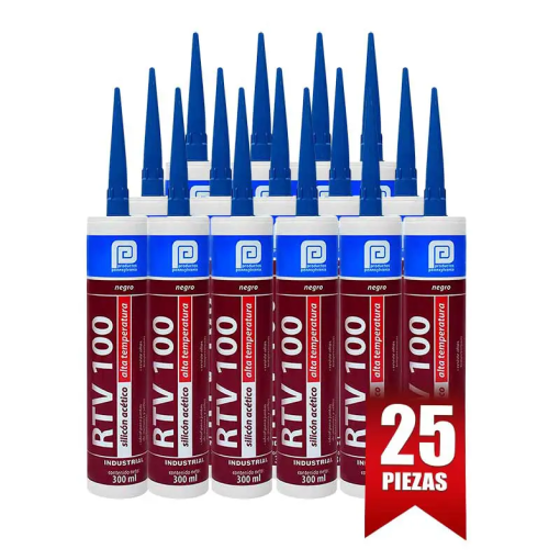 SILICON RTV100 NEGRO CARTUCHO 300ML - 1CAJA