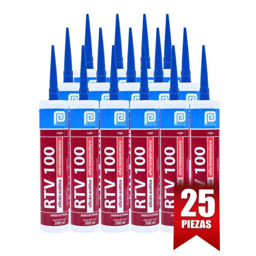 SILICON RTV100 ROJO CARTUCHO 300 ML. -1CAJA