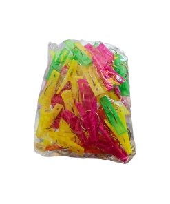 Paquete de 50 Pinzas para Ropa Shaly   85014 de Plástico en Colores Fluorescentes Surtidos - Resistentes y Duraderas   para Uso Doméstico