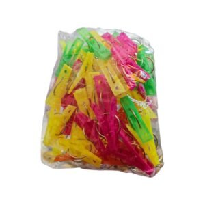 Paquete de 50 Pinzas para Ropa Shaly 85014 de Plástico en Colores Fluorescentes Surtidos - Resistentes y Duraderas para Uso Doméstico