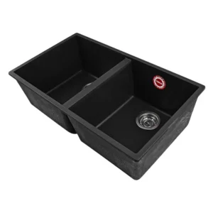FREGADERO  76 X 43.5 SOBREPONER 2 TINAS NEGRO TGRA