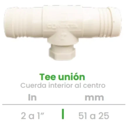 Tee Unión con Cuerda Interior Conekta 2 a 1" - Construcción Resistente y Precisa - t22 - Ideal para Sistemas de Gran Escala