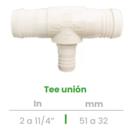 Tee Unión Conekta 2 a 1 1/4" - Solución Compacta y Fiable - t23 - Compatible con Sistemas Comerciales