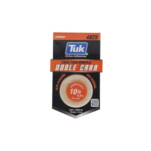 CINTA DOBLE CARA 19MMX1.5M P/INTERIORES TUK