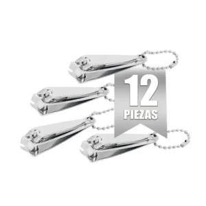 CORTA UÑAS MEDIANO BARRILITO C/CADENA PAQ DE 12 PZ