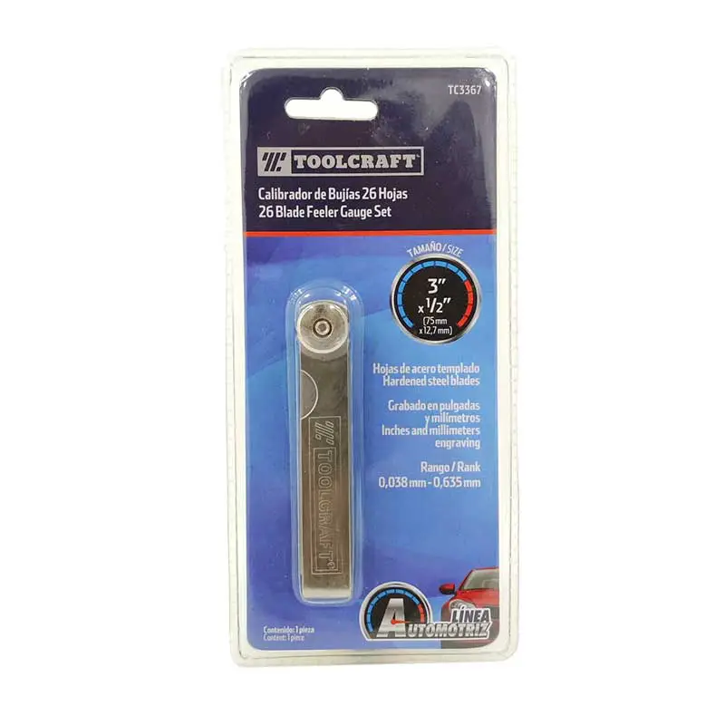 CALIBRADOR P/BUJIAS 26 HOJAS EN PULGADAS Y CENTIME