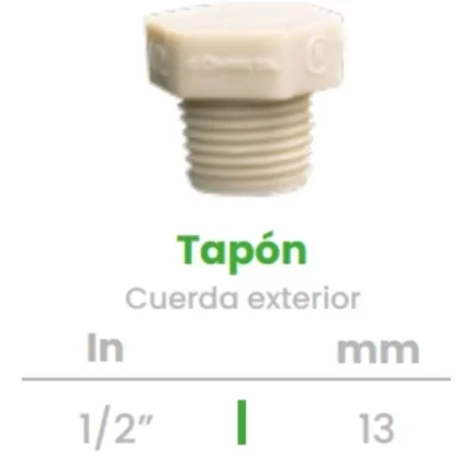 Tapón Exterior Conekta 1/2" - Construcción Compacta y Duradera - tpe1 - Perfecto para Proyectos Hidráulicos