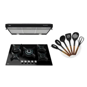 PARRILLA GAS 5Q VITROCER 76CM +CAMPANA 80CM NEGRO