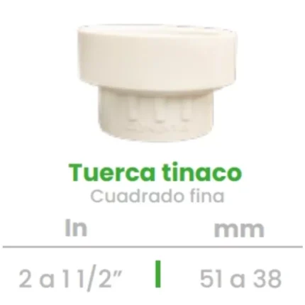 Tuerca para Tinaco Cuadrado Conekta 2 a 1 1/2" Fina - Construcción Compacta y Precisa - ttc1f - Diseñada para Uso Residencial