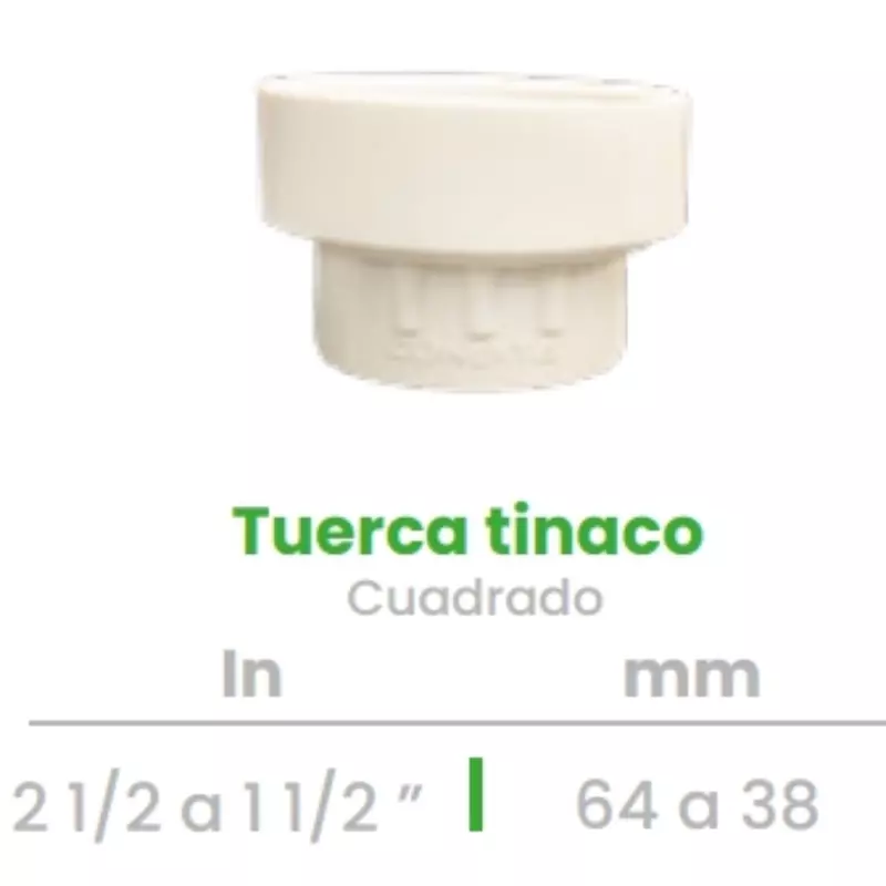 Tuerca para Tinaco Cuadrado Conekta 2 1/2 a 1 1/2" - Construcción Robusta y Segura - ttc3 - Diseñada para Sistemas de Agua