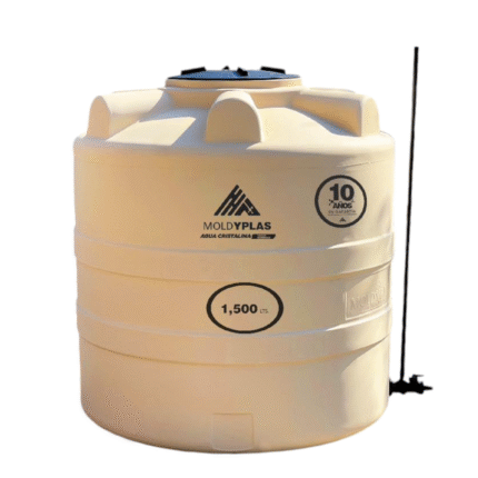 Tinaco Tricapa Beige 1,500L Moldyplas con Multiconector y Válvula de Llenado