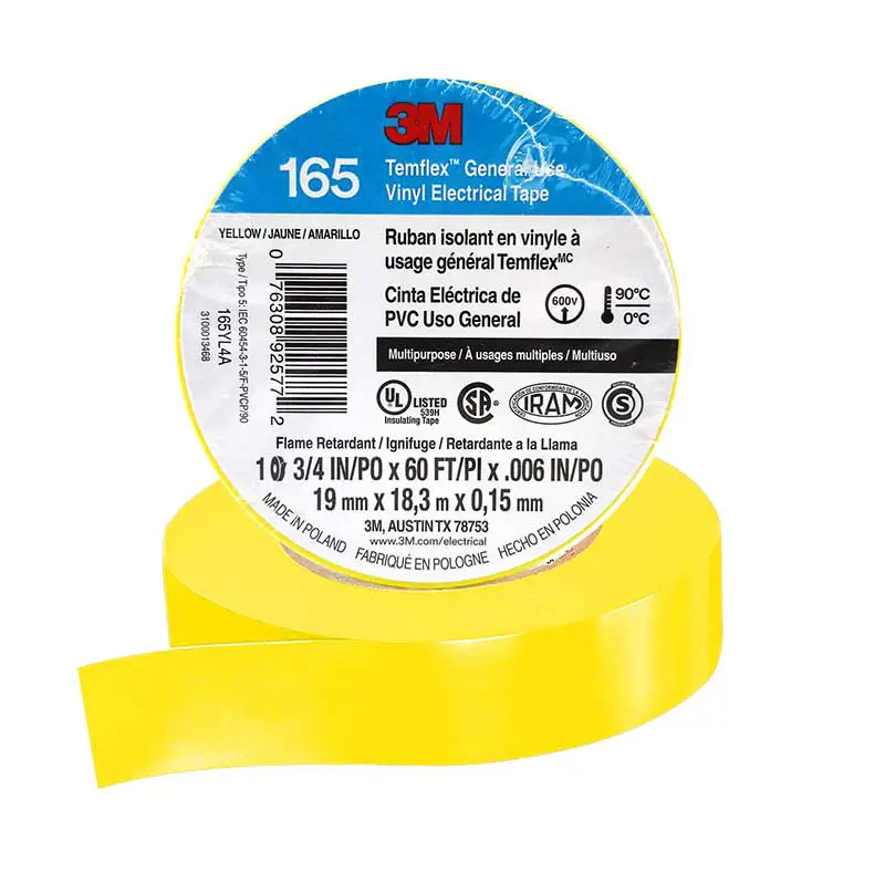 CINTA AISLAR 19 MM X 18 MT AMARILLO 165 TEMFLEX