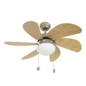 VENTILADOR TECHO 32" 6 ASPAS 1 LAMP ROBL.CLR C.CAD