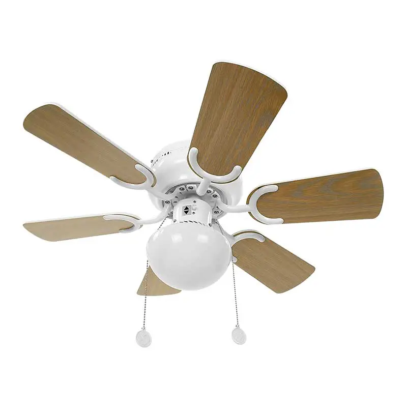 VENTILADOR TECHO 30" 6 ASPAS 1 LAMP BCO-MAD C.CADE