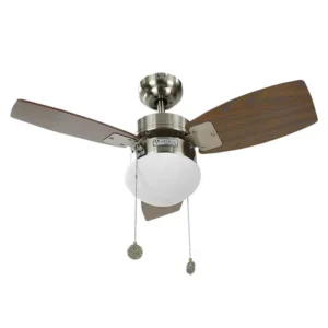 VENTILADOR TECHO 30" 3 ASPAS 1 LAMP SATIN C.CADENA