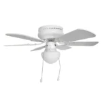 VENTILADOR DE TECHO C/LAMPARA 6 ASPAS 30" BLANCO