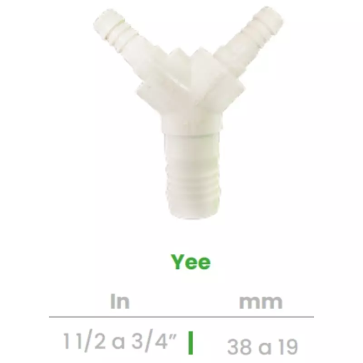 Yee Conekta 1 1/2 a 3/4" - Reducción Funcional y Compacta - y15 - Diseñado para Uso Residencial