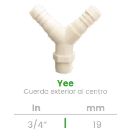 Yee con Cuerda Exterior al Centro Conekta 3/4" - Construcción Segura y Funcional - y5 - Ideal para Sistemas Comerciales