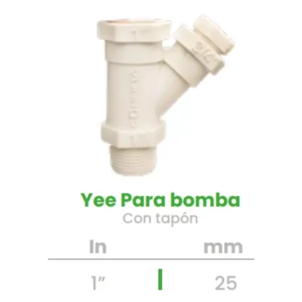 Yee para Bomba con Tapón Conekta 1" - Alta Resistencia - ybt1 - Ideal para Conexiones Profesionales