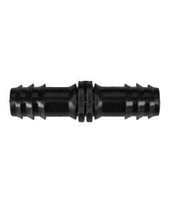 Cople de Inserción Barb Wade Rain de 16mm x 16mm, Entrada 16mm, Salida 16mm, Color Negro, Perfecto para Conectar Tuberías de Riego