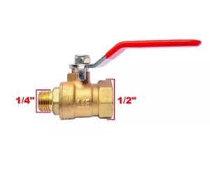 Llave de Paso Válvula de Esfera para Compresor de Aire 1/2" x 1/4", Alta Resistencia y Durabilidad - Código: LPE-124