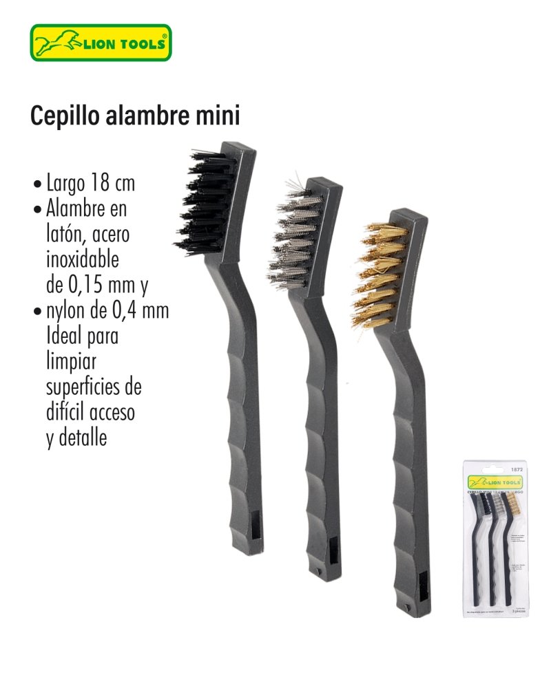 Cepillo Mini 15 cm LION TOOLS – Cerdas de Latón para Limpieza Profunda (Clave 1872)
