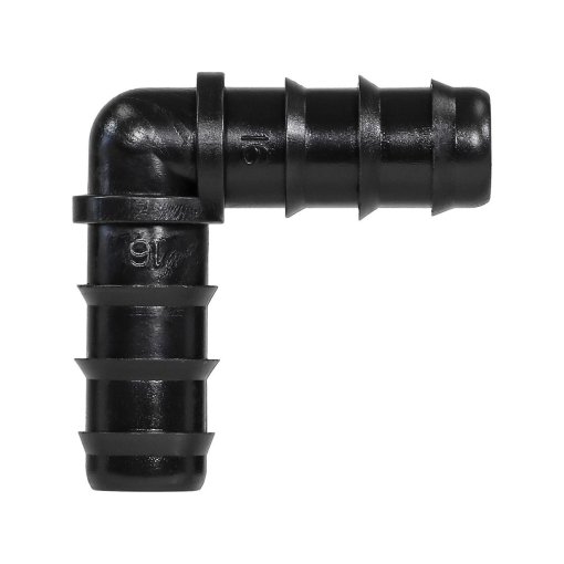 Codo de Inserción Barb Wade Rain de 16mm x 16mm, Entrada 16mm, Salida 16mm, Color Negro, Perfecto para Cambiar la Dirección del Flujo de Agua