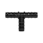 Tee de Inserción Barb Wade Rain de 16mm x 16mm x 16mm, Entrada 16mm, Salidas 16mm, Color Negro, Ideal para Distribuir Agua en Sistemas de Riego