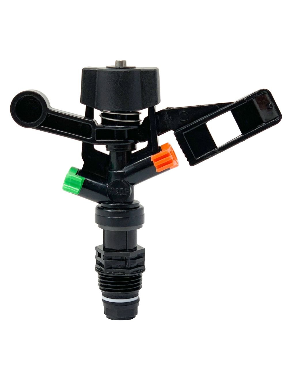 Aspersor Wade Rain 1/2" Plástico, Entrada 1/2" NPT, Presión de Operación 2.0-4.0 kg/cm2, Trayectoria 24°, Mecanismo de Impacto, Rango de Radio 10-12m, Flujo 0.46 LPS, Peso 0.05 kg