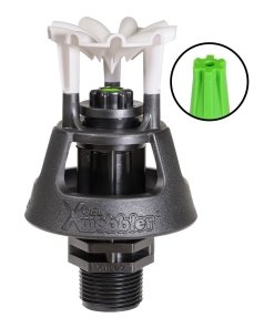 Senninger Xcel-Wobbler Wade Rain 1/2" Ángulo Medio, Boquilla #7 (7/64"), Entrada 1/2" NPT, Flujo 241-382 LPH, Diámetro 10.1-12.5m, Presión de Operación 0.69-1.72 PSI, Trayectoria Ángulo Medio