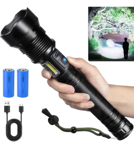Lampara Tactica 180000lm Rechargeable Led Linterna Potentes Linterna Negro Luz Blanco