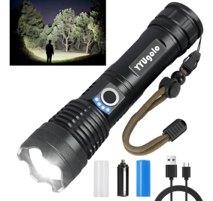 Lampara Tictica 32000 Lm Bateria Extra Grande Usb Recargable Linterna Negro Luz Blanco yyugolo