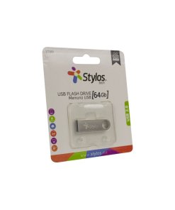 Memoria USB 64 GB Stylos STMUSB4B - Plata, 64 GB, USB 2.0