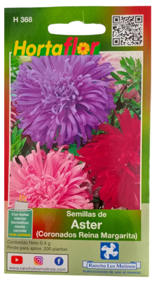 Semillas de Áster Coronados HORTAFLOR – flores resistentes y coloridas para decorar jardines y arreglos