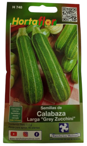 Semillas de Calabaza Larga Grey Zucchini HORTAFLOR – frutos tiernos y versátiles para cocinar y asar