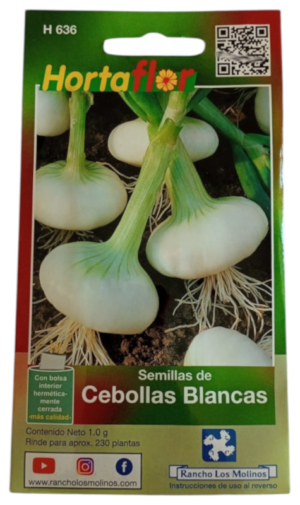 Semillas de Cebolla Blanca HORTAFLOR – bulbos frescos de sabor suave para ensaladas y guisos