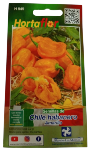 Semillas de Chile Habanero Amarillo HORTAFLOR – variedad muy picante ideal para salsas intensas y exóticas