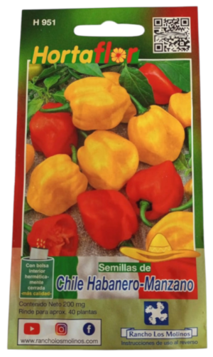 Semillas de Chile Habanero Manzano HORTAFLOR – variedad exótica y muy picante para salsas intensas